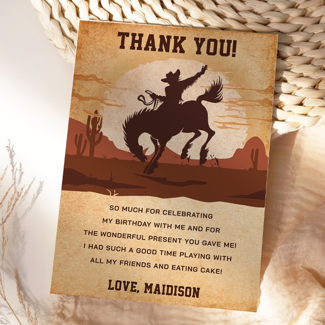 Western Cowboy Birthday Party Thank You Card (Creator Uploaded)