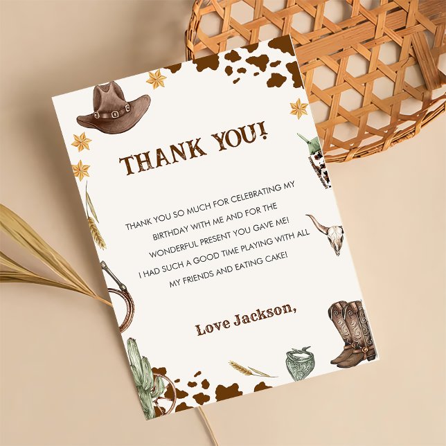 Western Cowboy Birthday Party Thank You Card (Creator Uploaded)