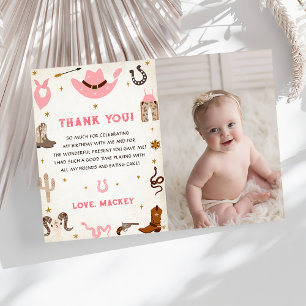 Western Cowboy Birthday Party Thank You Card Photo