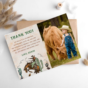 Western Cowboy Birthday Party Thank You Card Photo