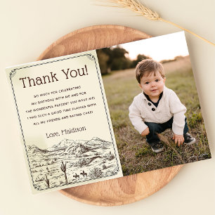 Western Cowboy Birthday Party Thank You Card Photo