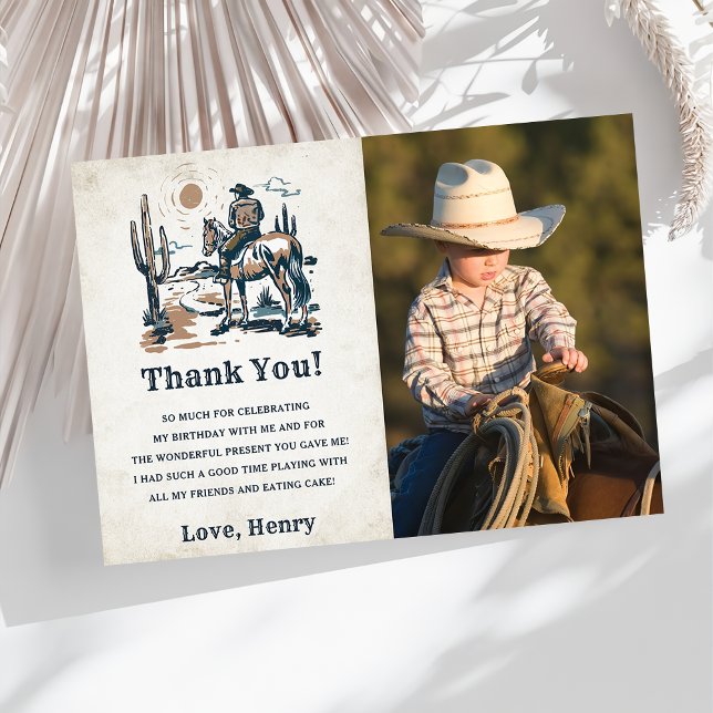 Western Cowboy Birthday Party Thank You Card Photo (Creator Uploaded)