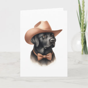 Western Cowboy Black Lab Blank Greeting  Card