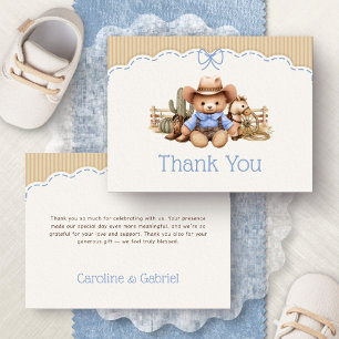 Western Cowboy Blue Baby Shower Thank You Card