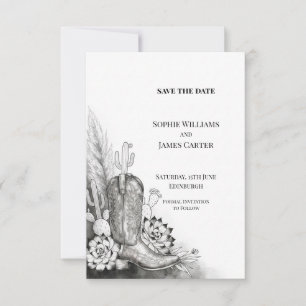 Western Cowboy Boot Cactus Wedding Save the Date