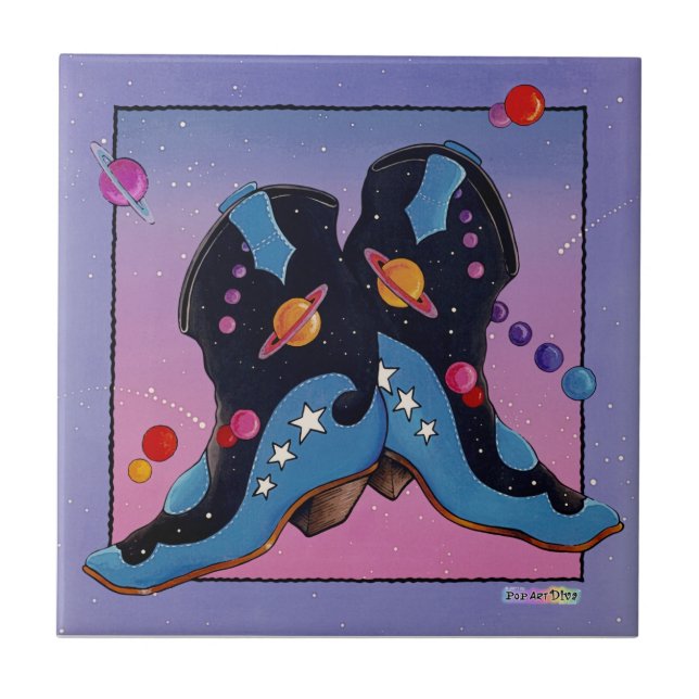 Western Cowboy Boot Ceramic Tile (Front)