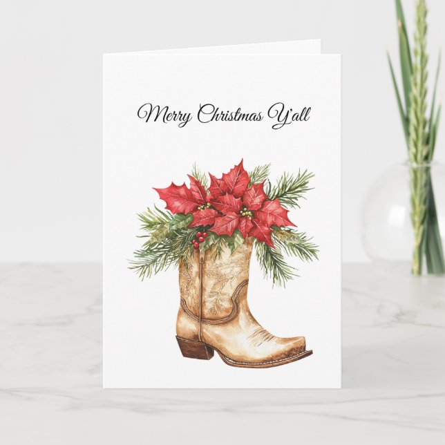 Western Cowboy Boot Christmas Card (Front)