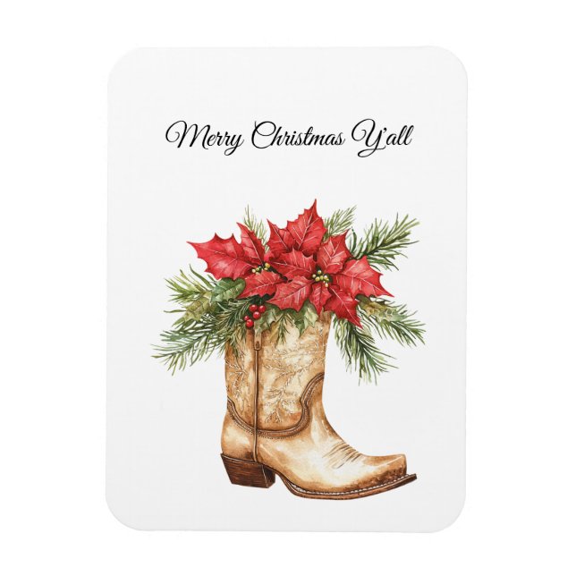 Western Cowboy Boot Christmas Magnet (Vertical)