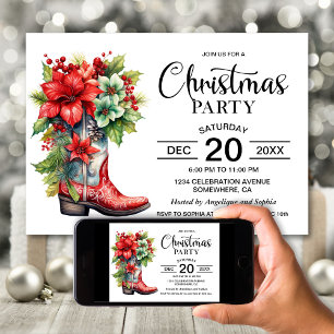 Western Cowboy Boot Christmas Party Invitation