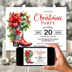 Western Cowboy Boot Christmas Party Invitation