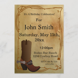 Western Cowboy Boot Invitation