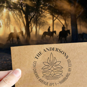 Western Cowboy Boot Stitch Pattern Return Address  Self-inking Stamp