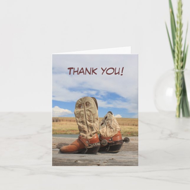 Western Cowboy Boot Thank You Card (Front)