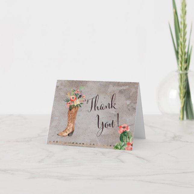 Western Cowboy Boot THank you note Card (Front)
