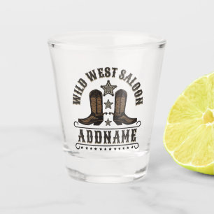 Western Cowboy Boots ADD NAME Sheriff Spurs Saloon Shot Glass
