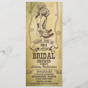 western cowboy boots bridal shower invitations