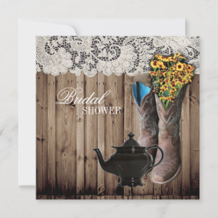 western cowboy boots Bridal Tea Party Invitation