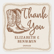 Western Cowboy Boots Casual Wedding Thank you