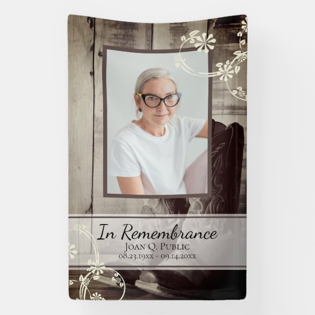Western Cowboy Boots Celebration of Life Funeral Banner (Vertical)