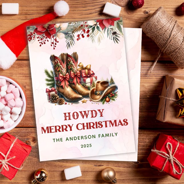 Western Cowboy Boots Christmas Holiday Card (Creator Uploaded)