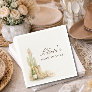 Western Cowboy Boots Country Baby Shower Welcome Napkin