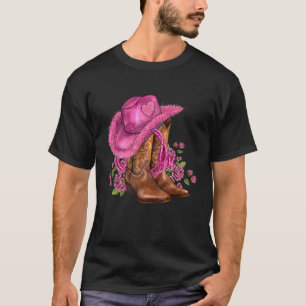 Western Cowboy Boots Cowgirl Hat And Roses Women G T-Shirt