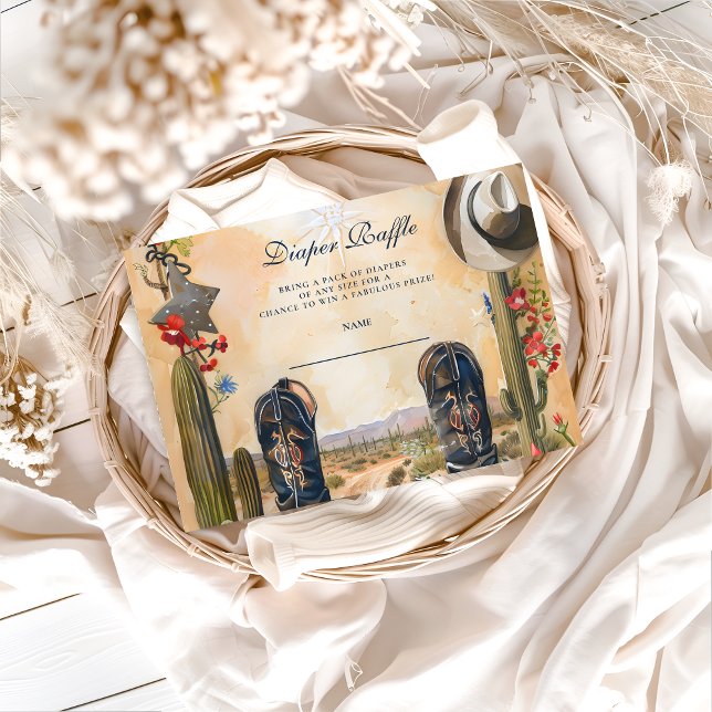 Western Cowboy Boots Diapper Raffle Enclosure Card (Creator Uploaded)