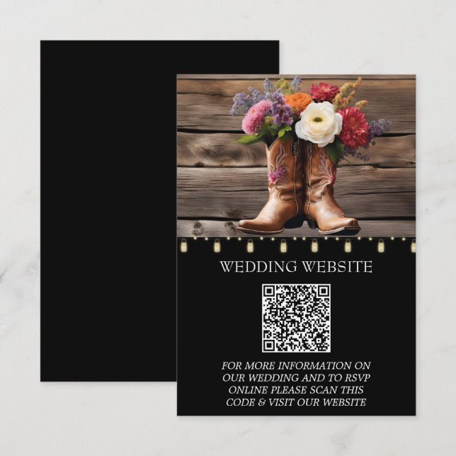 Western Cowboy Boots Floral Elegant Mason Jar Enclosure Card (Front/Back)