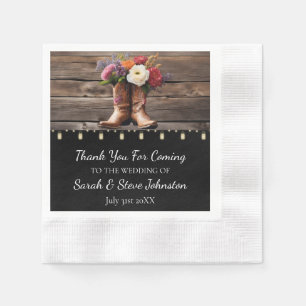 Western Cowboy Boots Floral Elegant Mason Jar Napkin