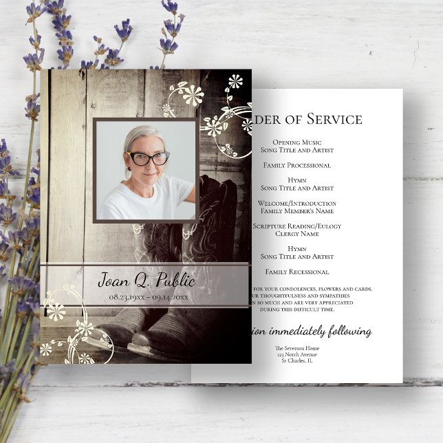 Western Cowboy Boots Funeral Service Memorial Programme (Creator Uploaded)