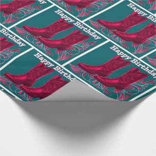 Western Cowboy Boots Happy Birthday Gift Wrap