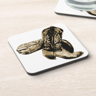 Western Cowboy Boots in Sepia Coaster