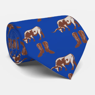 Western Cowboy Boots Longhorn Steer Necktie