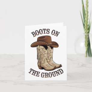 Western Cowboy Boots On The Ground Line Dancing To Card