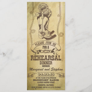 western cowboy boots rehearsal dinner invitations