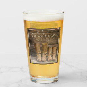 Western Cowboy Boots Rustic Barn Monogram Glass