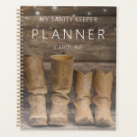 Western Cowboy Boots Rustic Barn Planner<br><div class="desc">This fun,  rustic planner features two pair of cowboy boots and a log cabin wall with string lights. Created by Simply Farmhouse Press; photo by Melanie Mauer on Unsplash.</div>