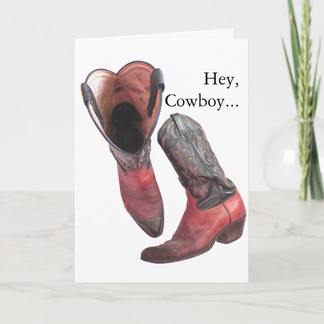 Western Cowboy Boots Valentine Holiday Card (Front)