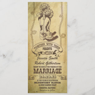 western cowboy boots vintage wedding invitations