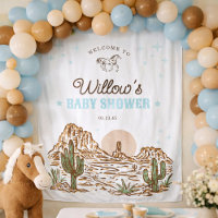 Western Cowboy Boy Baby Shower Backdrop Tapestry