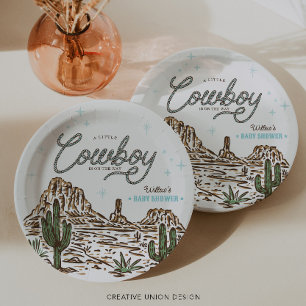 Western Cowboy Boy Baby Shower Paper Plate