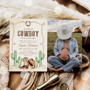 Western Cowboy Boy Baby Shower Photo Invitation