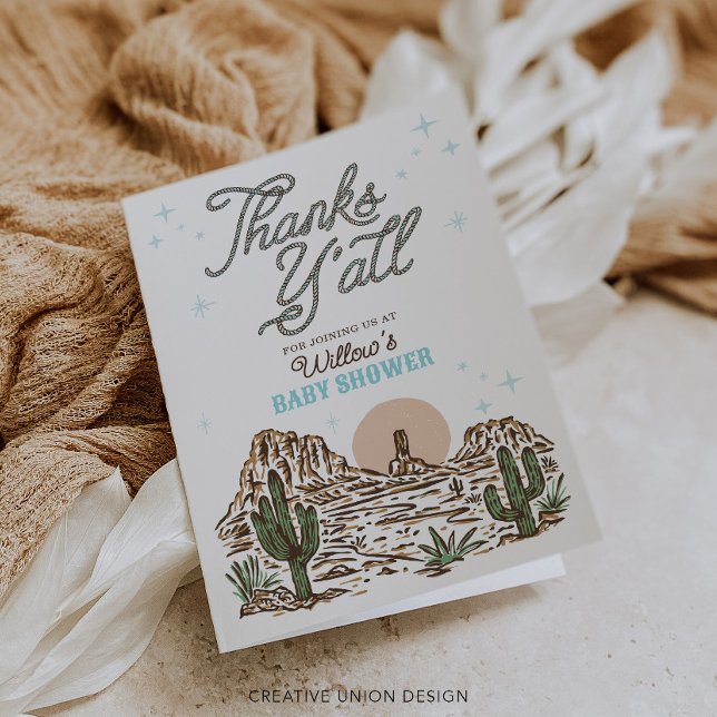 Western Cowboy Boy Baby Shower Thank You Cards (Creator Uploaded)