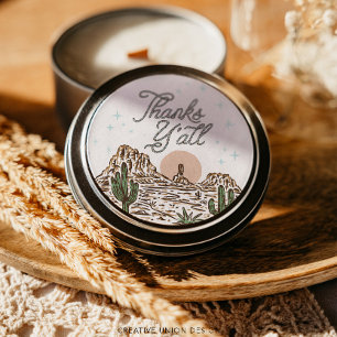 Western Cowboy Boy Baby Shower Thanks Y'all Classic Round Sticker