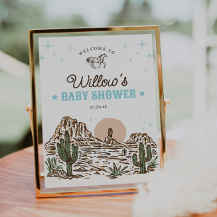 Western Cowboy Boy Baby Shower Welcome Sign