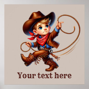 Western cowboy boys customisable  poster