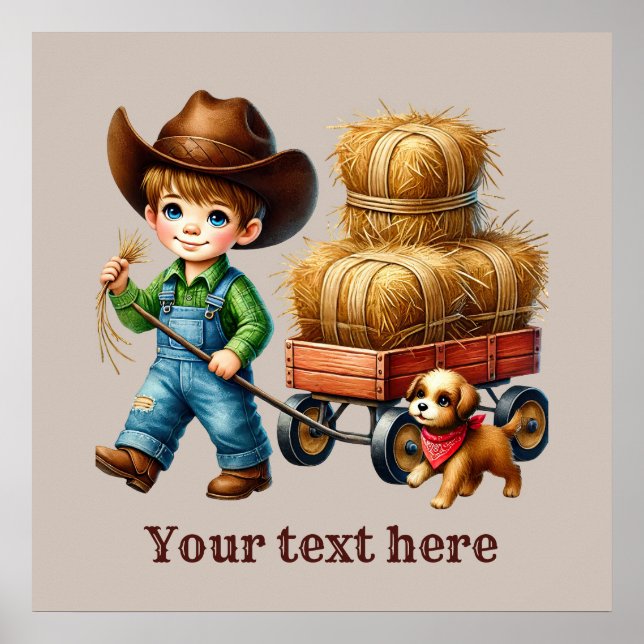 Western cowboy boys customisable  poster (Front)