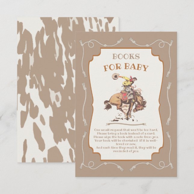 Western Cowboy Bucking Bronco Books for baby Invitation (Front/Back)