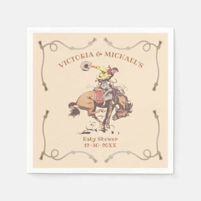 Western Cowboy Bucking Bronco Napkin (Front)