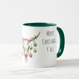 Western Cowboy Bull Ornaments Christmas Mug